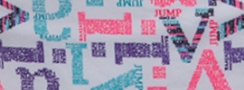 white multi lotsa letters print