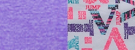 static power purple/ white multi lotsa letters print