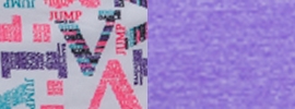 white/ multi lotsa letters print/ heathered heather
